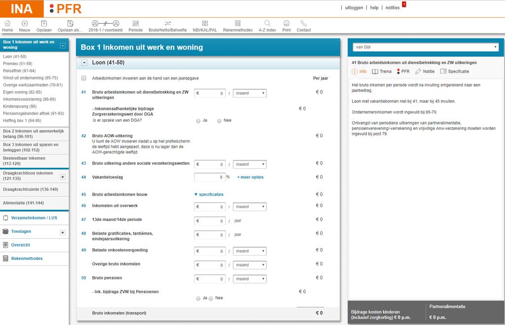 Als het persoonsoverzicht compleet is, klikt u op de groene button Verder met berekening.