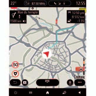 Een bestemming invoeren (1/13) Navigatiemenu Klik op het beginscherm op de kaart of op Menu en vervolgens op Navigatie.