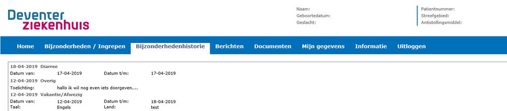 In het vakje Taal kunt u de taal kiezen van het land waar u naar toe gaat. De eventuele vakantiebrief zal in die taal aangemaakt worden en wordt door de trombosedienst naar u opgestuurd.