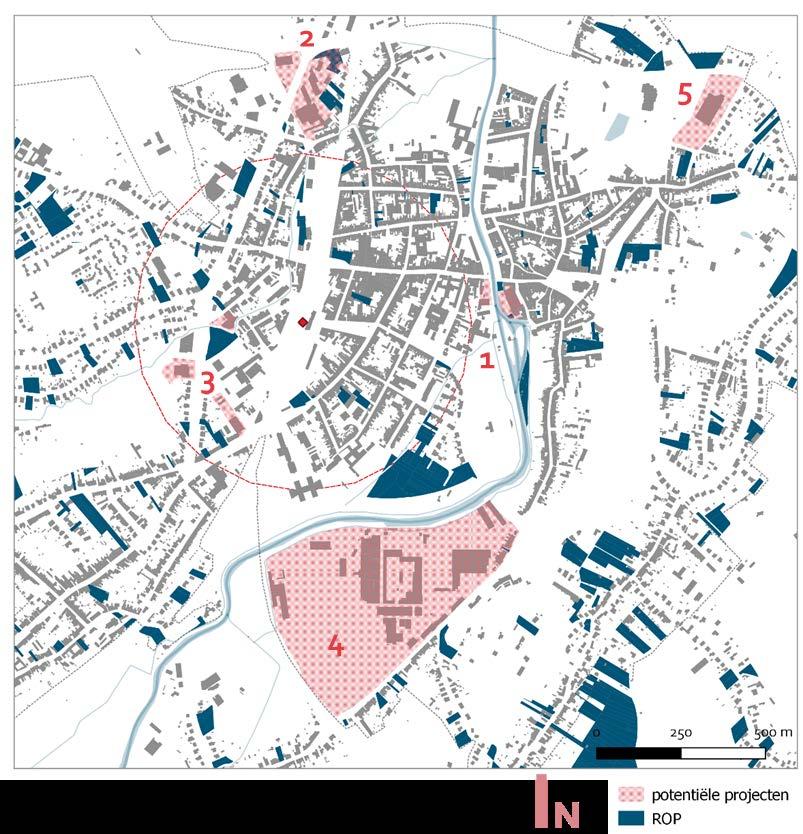 Naar strategische projectzones binnen groeicontouren Figuur 57: Situering van de strategische zones voor projecten Binnen die groeicontour van Geraardsbergen werken we verder op de sites die