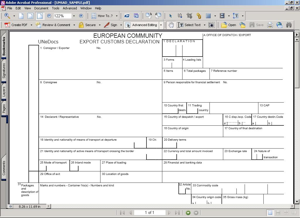 Rec:19 Mode of Transport Rec:16 UN/Locode ISO Country Code Rec: 17 Payment Terms Rec:9 Currency