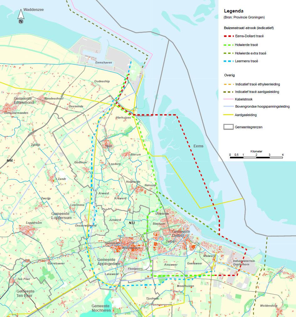 1 Inleiding 1.1 Algemeen Tussen de Eemshaven en Oosterhorn Delfzijl is een buizenzone gepland waarmee beide industriële complexen met elkaar moeten worden verbonden.