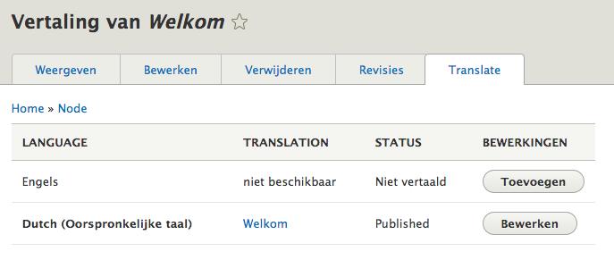 TOEVOEGEN Wanneer je op een van de drie manieren de vertalings-pagina hebt geopend dan krijg je