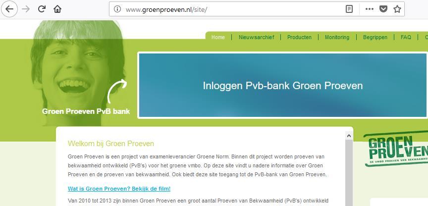 3 Inloggen Het internetadres van Groen Proeven is: www.groenproeven.nl U komt dan in het volgende scherm.