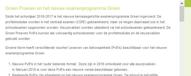 Kies bijvoorbeeld Proeven voor examenprogramma Groen.