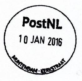 Het stempel werd in januari 2017 teruggezonden (10 JAN 2016).