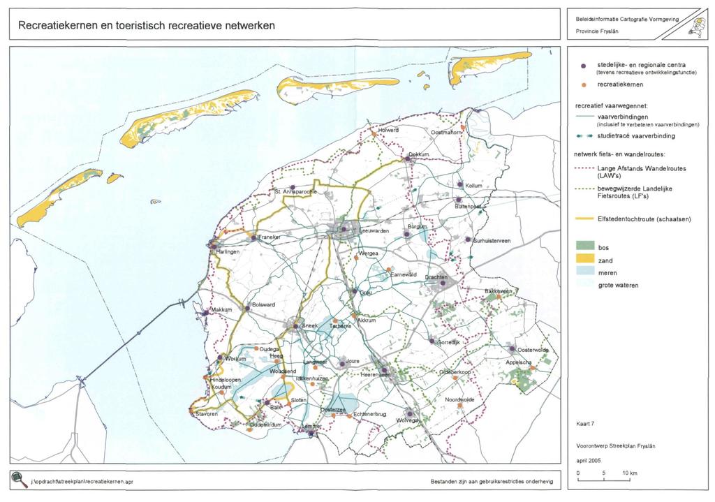 Recreatiekernen en toeristisch recreatieve netwerken Beleidsinformatie Cartografie Vormgeving^ 0 stedelijke- en regionale centra (tevens recreatieve ontwikkelingsfunctie)» recreatiekernen recreatief