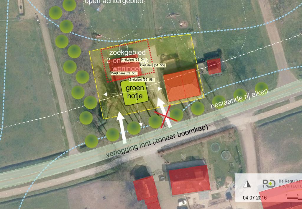 objecten bodemabsorptie bebouwing rijlijn waarneempunt gevel 0 1 : 500 50 Planwijziging Buitenbrinkweg 36-38 Ermelo Fig.