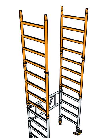 10 Expander ONE 2m - Opbouw Stap 1 Schuif de wielstaanders met wielen volledig in de staanders van twee 4-sports opbouwframes.