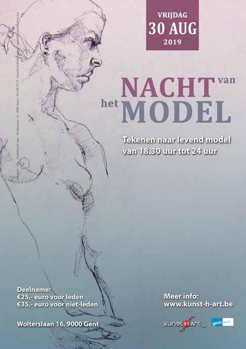 ZOMER 2019 NACHT VAN HET MODEL - met Léonel Een niet te missen belevenis voor elke tekenaar! Vrijdag 30 augustus 2019 - Tekenen naar levend model van 18.30 u tot 24 u Inschrijven is noodzakelijk.