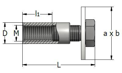 8 zonder coating en de plaat is gemaakt van staal S235, ook zonder coating. De schroefdraadbus kan ook van roestvast staal W 1.4571 -AISI 316Ti (SS4) worden gemaakt.