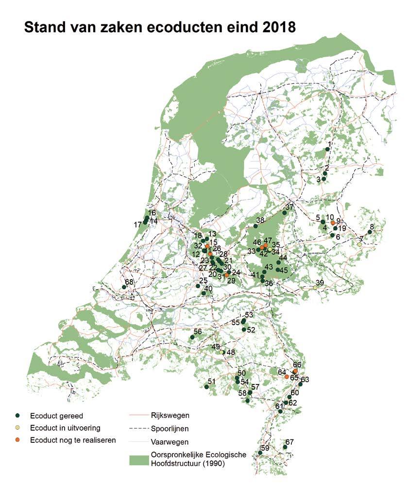 bijlage D kaart met ecoducten en hun status eind 2018