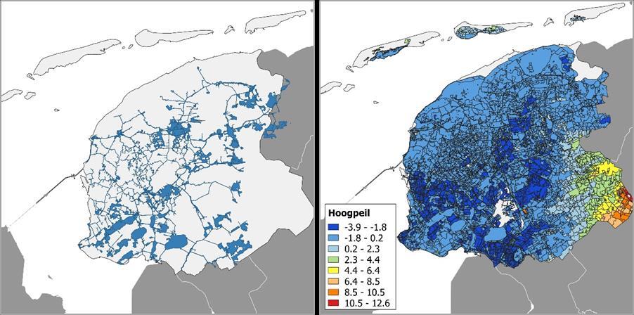 32 Figuur 4.6. Kaart van het Friese boezemsysteem (links) en het peilbeheer binnen de watersystemen (rechts). Bron: Wetterskip Fryslân.