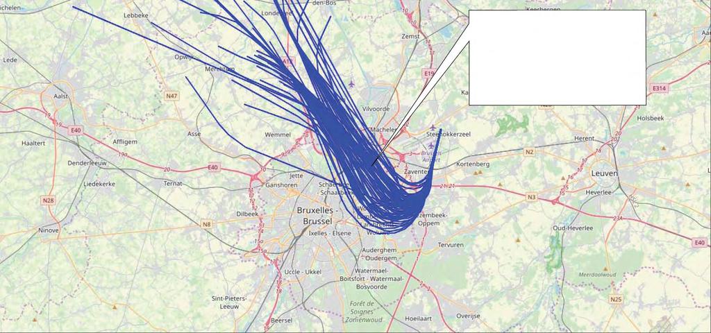 Opstijgingen 19 met bocht naar rechts op LIMA procedures (bocht 1700 voet) DENUT-HELEN-NIK Procedures Kraainem,