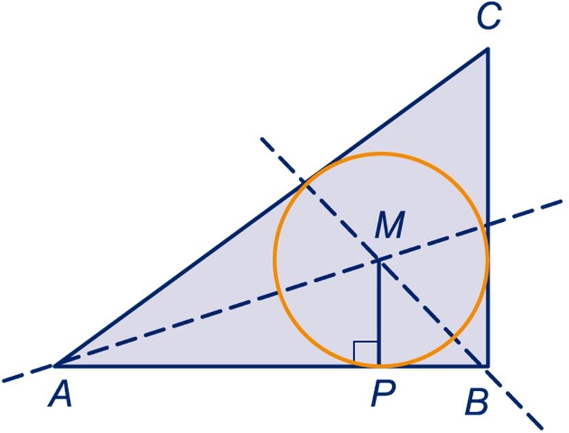 31 abc Zie het plaatje (dit is een voorbeeld). 34 abc 32 abc 35 a De plaats is het snijpunt van de deellijnen van de driehoek.