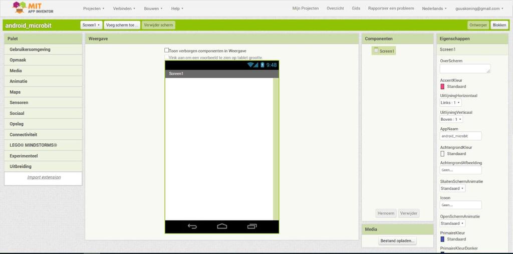 App Inventor en de Micro:bit Met de standaard instellingen van App Inventor kun je al fantastische programma s (eigenlijk apps) maken.