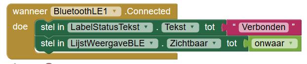 Als we op de Verbind-knop drukken moet er verbinding gemaakt worden met het apparaat dat we in de lijstweergave gekozen