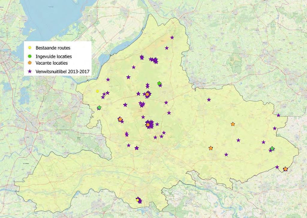 In 2019 zal actief gezocht worden naar de speerwaterjuffer op deze locatie. Populatiekaart venwitsnuitlibel.