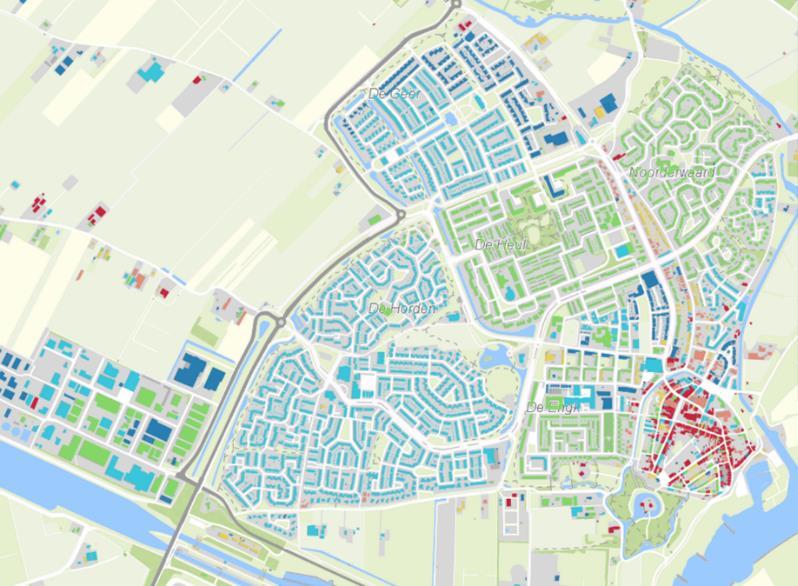 Om deze oude kernen zijn in de jaren 1960-1980 en 1980 2000 wijken gebouwd met gemiddeld energie labels C (dit zijn voorlopige labels op basis van bouwjaar, werkelijke labels zijn