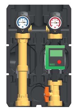 POMPGROEPEN K31 Ongemengd Ongemengde groep bestaande uit: 3 Bolkranen waarvan 2 met thermometer 1 ingebouwde keerklep in retourleiding hoogwaardige isolatie alle nodige moeren en dichtingen