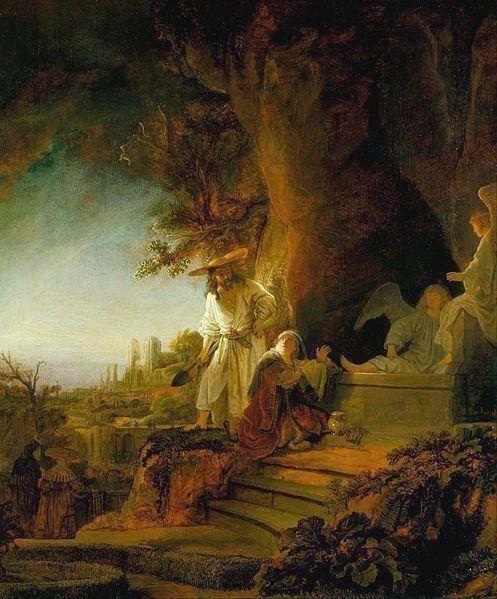 Toen Rembrandt de ontmoeting van Jezus en Maria schilderde heeft hij daar bewust de nadruk op gelegd.