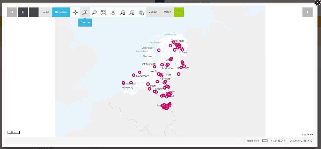 De verspreiding van de vondstlocaties waar één of meer vuistbijlen zijn aangetroffen worden hier getoond.