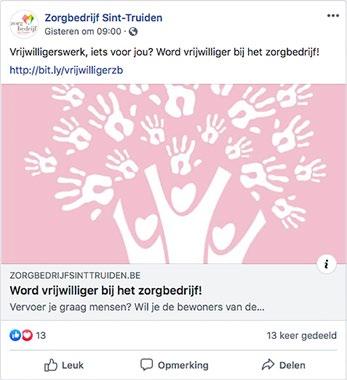 Zorgbedrijf Sint-Truiden, nu ook op Facebook Sinds 26 april 2019 kun je Zorgbedrijf Sint-Truiden terugvinden op Facebook (www.facebook.be/ zorgbedrijfsinttruiden).
