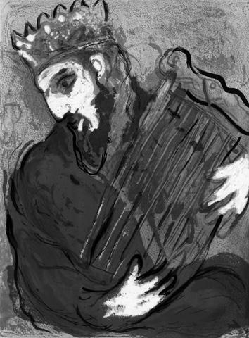 juni juli 2019 Marc Chagall: David en zijn harp, lithografie, 1956. dagtocht naar een museum, lezingen over Chagall en zijn werken. Er ligt een puzzel en er is een kast met spelletjes.
