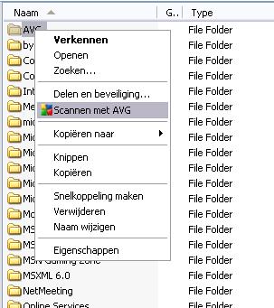 Selecteer in Windows Verkenner het bestand (of de map) die u wilt controleren Klik met de rechter muisknop op het object om het snelmenu te openen Kies de optie Met AVG scannen om het bestand te