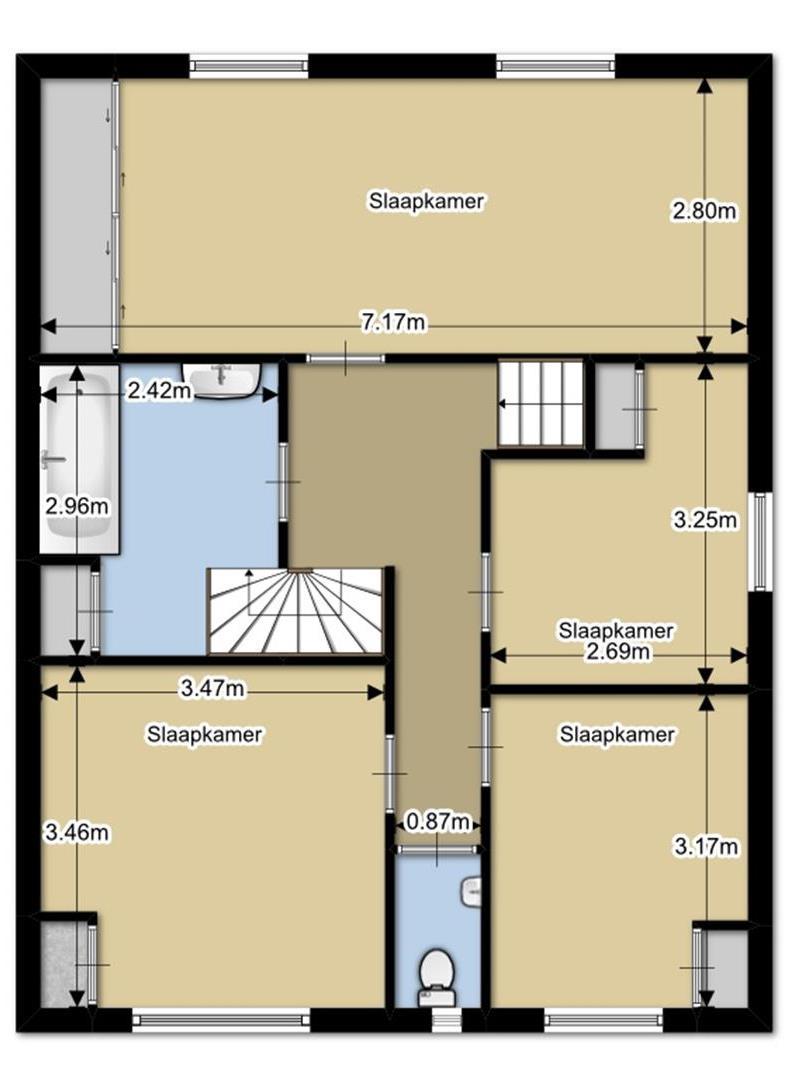 Plattegrond eerste verdieping De tekening is met zorg