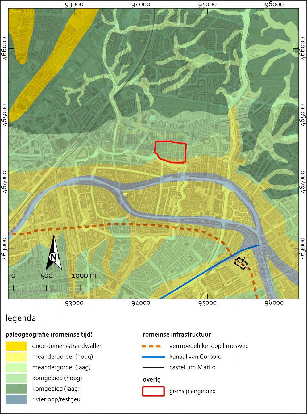 Noorderkwartier-Oost 13 Figuur 2.2 Ligging van het plangebied op een uitsnede van de paleogeografische kaart van romeinse limes (naar: Van Dinther 2013). Rijnmonding Rond 4500 v. Chr.