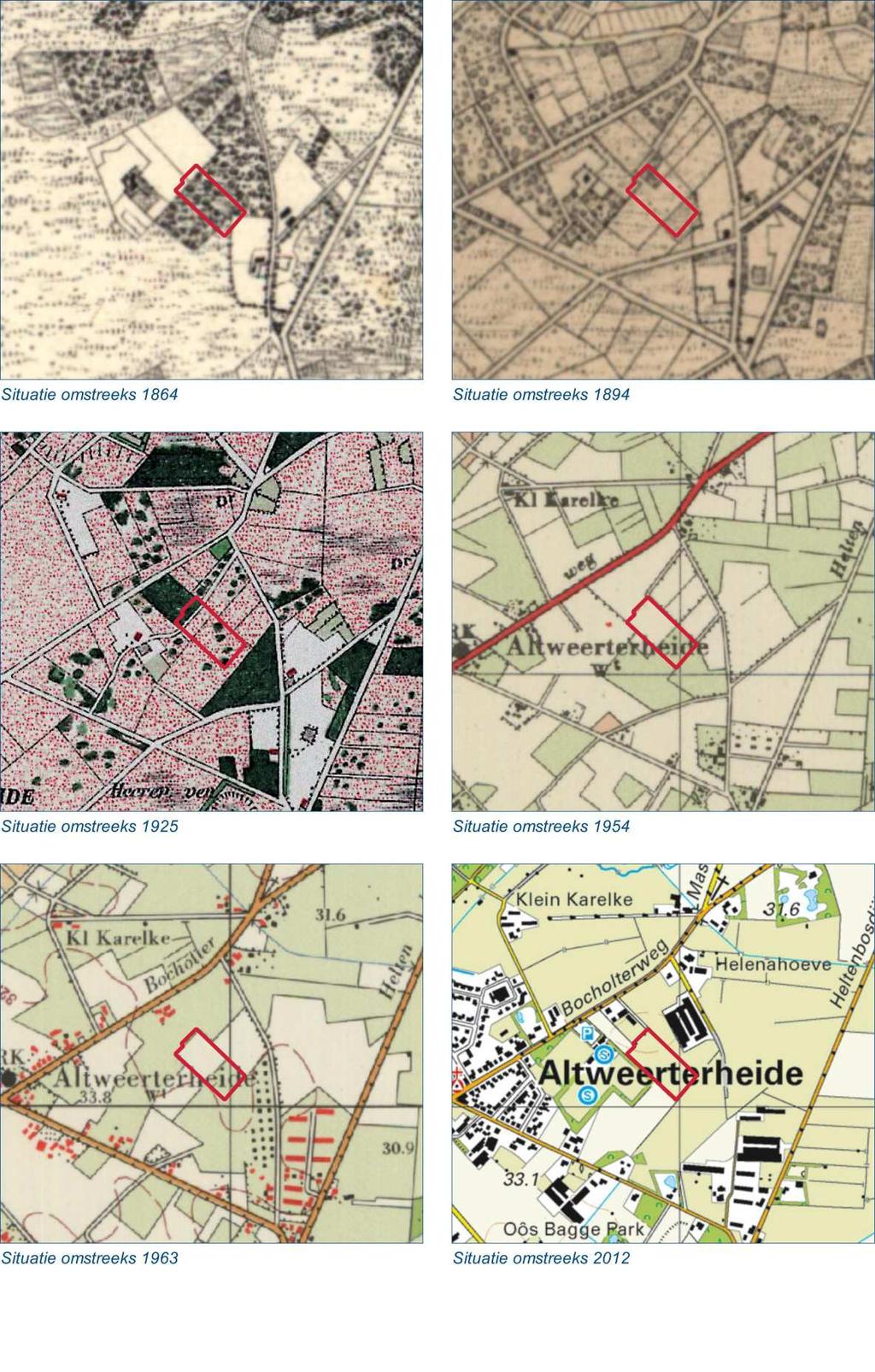 Figuur 8. Uitsneden historisch kaartmateriaal (bron: www.