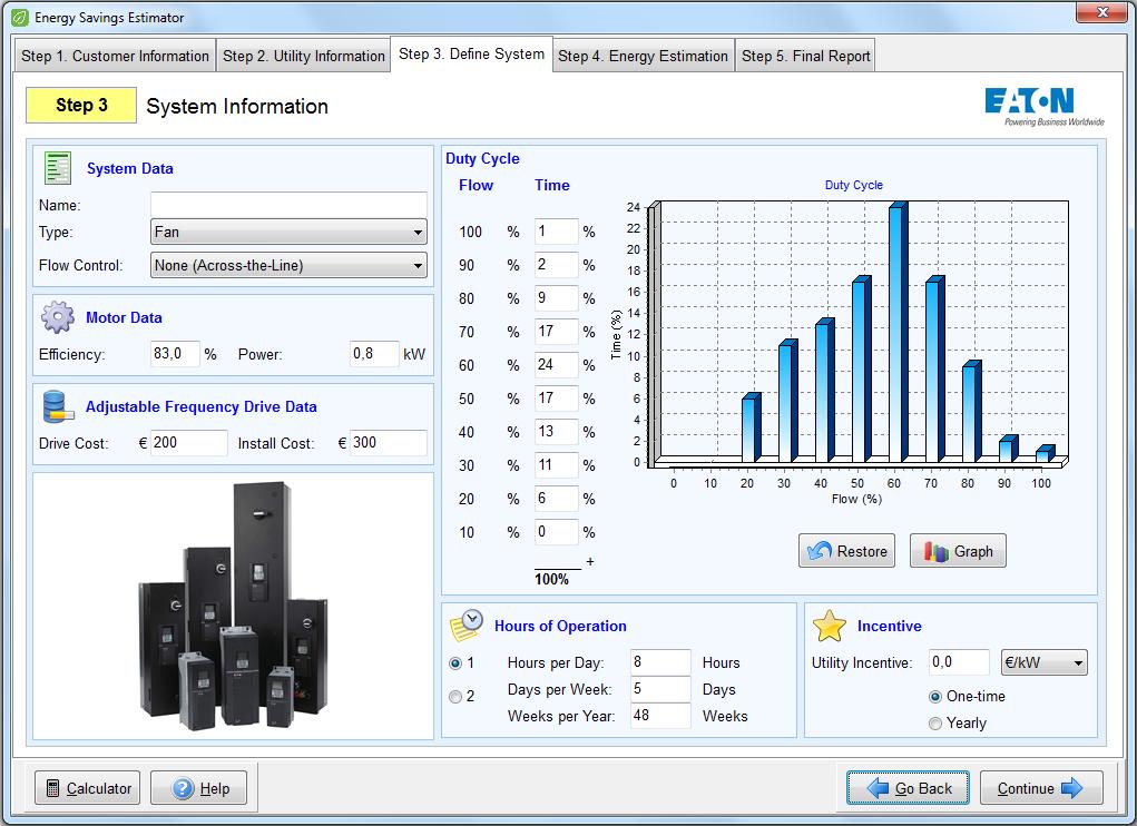 Energy Savings Estimator 0,75 kw