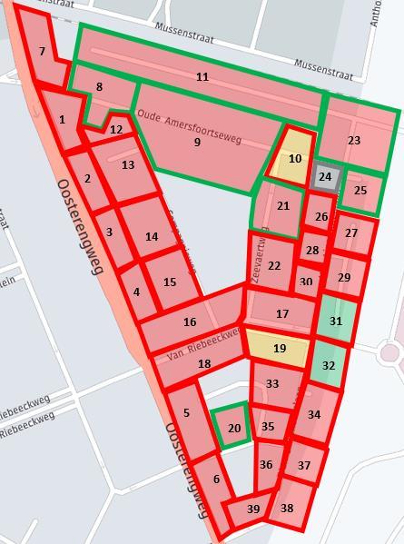 2.4 Kaart Tabel 1 met de uitslag per straatdeel is door MuConsult in een kaartvorm gezet zodat er een geografische analyse kan worden uitgevoerd.