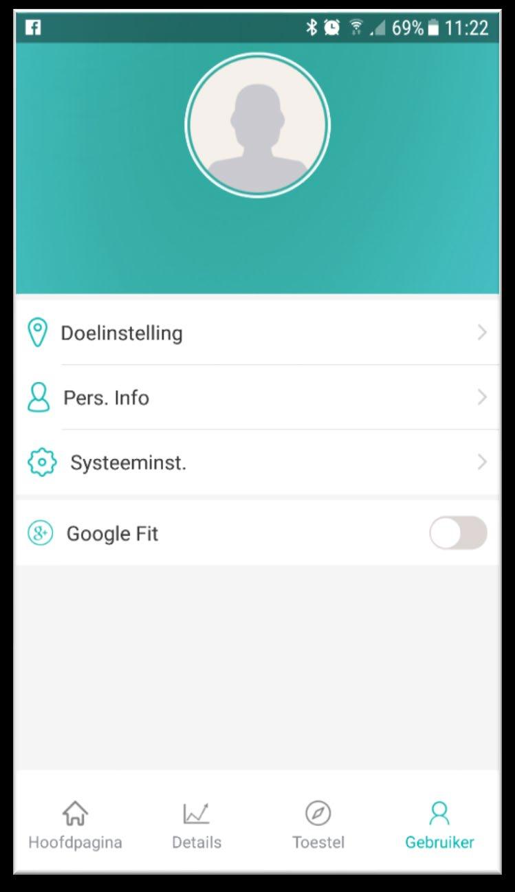 Google Fit. 6. SPORTMODUS Normale modus: om de standaardgegevens op je toestel en smartphone te bekijken.