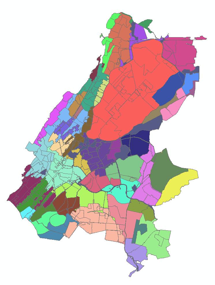Figuur: Opdeling Rijnland in clusters