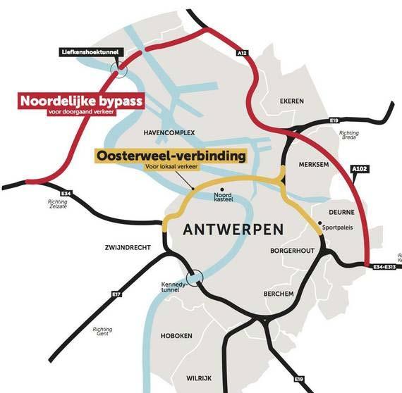 Werkbank Haventracé Haventracé Fase 1: E34-west / optimalisatie R2 haven / Beverentunnel, Liefkenshoektunnel,