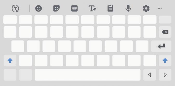 Basisfuncties Tekst invoeren Toetsenbordindeling SM-T515: er verschijnt automatisch een toetsenbord wanneer u tekst ingeeft om berichten te versturen, notities te maken en meer.