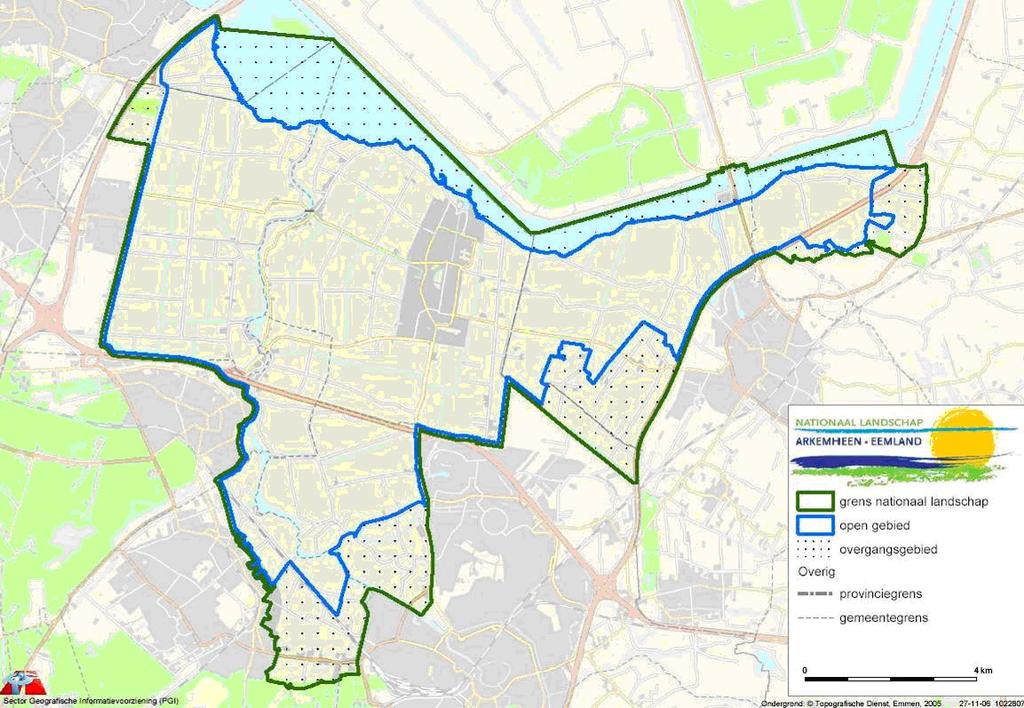 toelichting begrenzing en verdeling nationaal landschap Arkemheen-Eemland Via de ruimtelijke ordening wordt, onder het motto behoud door ontwikkeling, op hoofdlijnen richting gegeven aan de