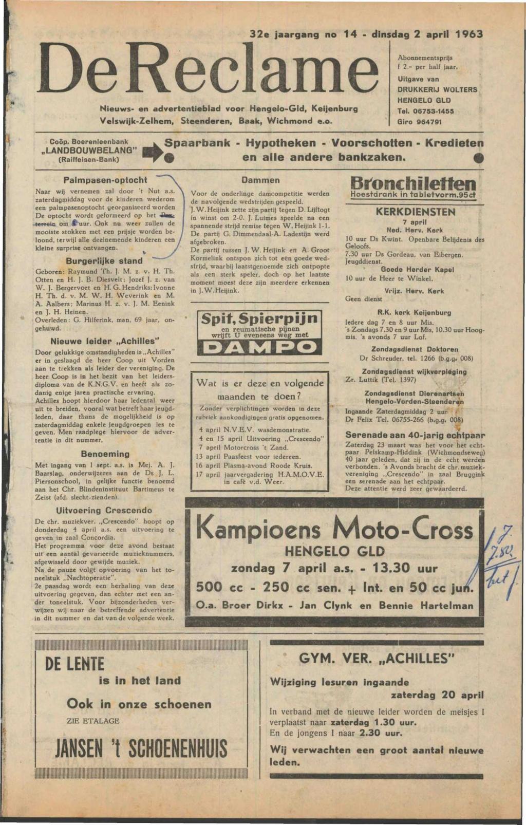 De Reclame Nieuws- en advertentieblad voor Hengelo-Gld, Keijenburg Coöp.