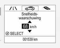 104 Instrumenten en bedieningsorganen Toont de ontwikkeling van het gemiddelde verbruik over een afstand van 50 km.