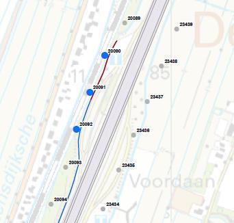 Hierbij is uitgegaan van de gewijzigde ligging van de referentiepunten bij Groenekan.