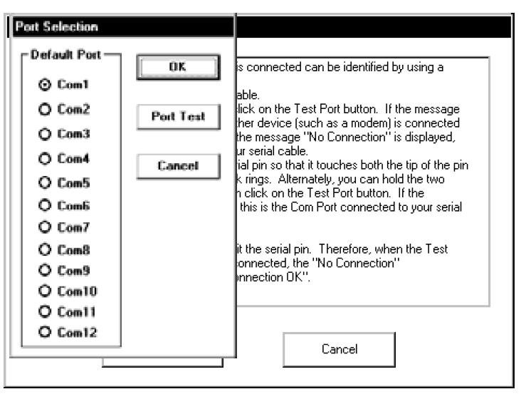 10. Het identificeren van de juiste COM-poort De computer communicatiepoort waarbij de PC-3,5 seriële kabel is aangesloten kan worden geïdentificeerd door een paperclip. 1.