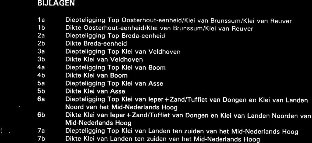 BIJLAGEN 1a 1b 2a 2b 3a 3b 4a 4b 5a 5b 6b Diepteligging Top Oosterhout-eenheid/Klei van Brunssum/Klei van Reuver Dikte Oosterhout-eenheid/Klei van Brunssum/Klei van Reuver Diepteligging Top