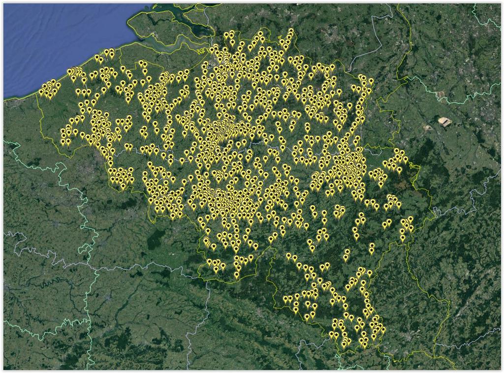 Figuur 1: straalverbindingen in de 26GHz-band.