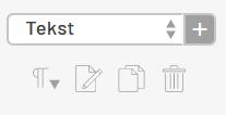 Via de icoontjes onder het dropdownmenu kunt u de tekst bewerken, het component in de tekst verschuiven, kopiëren of verwijderen.