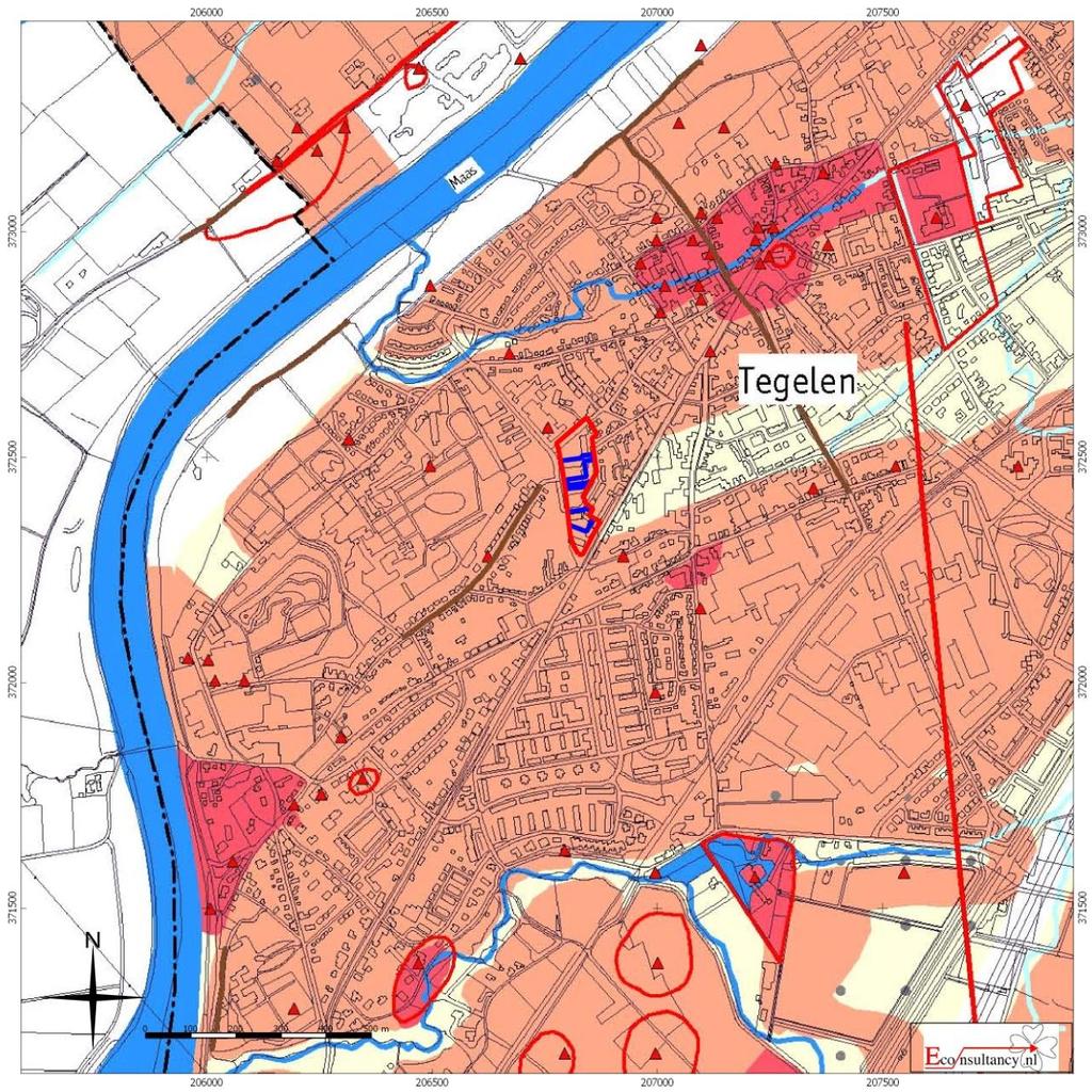 Afbeelding 6: Archeologische verwachtingskaart gemeente Venlo Terrein P.