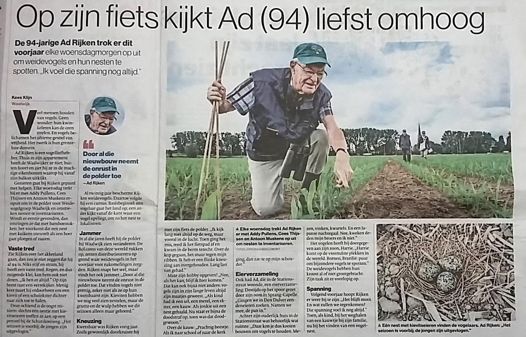 Krantenartikel Ad Rijken Ad Rijken is met zijn 94 jaar de zeer gewaardeerde nestor van onze groep. Dit is het Brabants Dagblad ook ter ore gekomen.