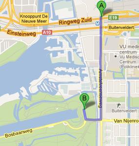 Bereikbaarheid/Routebeschrijving vanaf de A10/E19 (Ringweg Amsterdam): Neem afslag s108 (Buitenveldert). Sla de Amsteveense weg op richting Amstelveen.