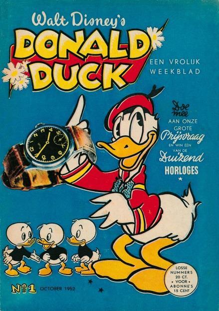 Daarom staan bij de eerste nummers nog margrietjes naast de naam Donald Duck.